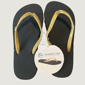 New Harmony 783 Conductive Flip Flops Women's 5 Black Gold Grounding Sandals